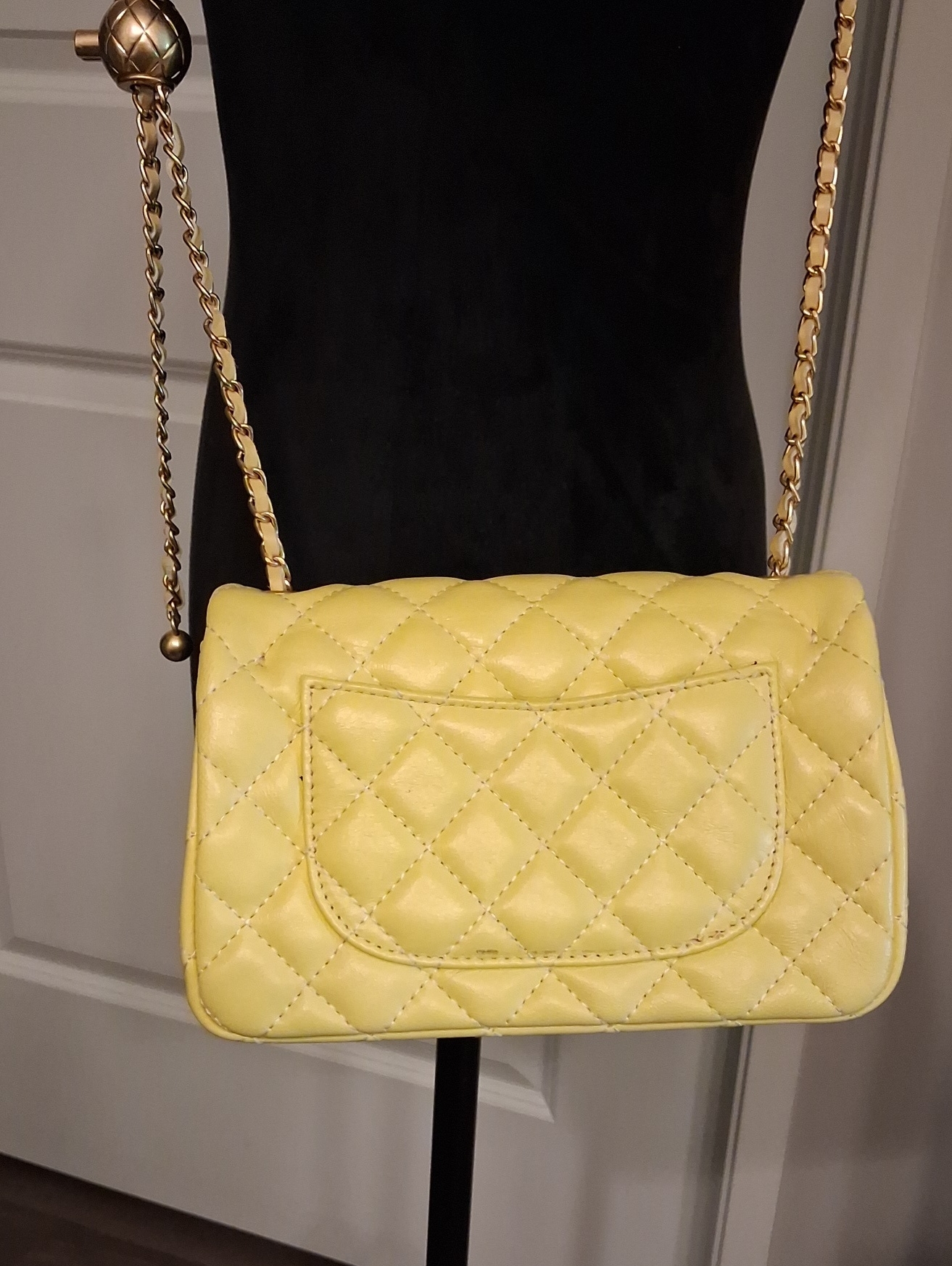 Tiffany & Fred Paris Yellow Quilted Sheepskin Leather Crossbody Bag — image 6 of 8
